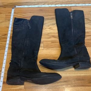 Suede-like, black, knee high boots
